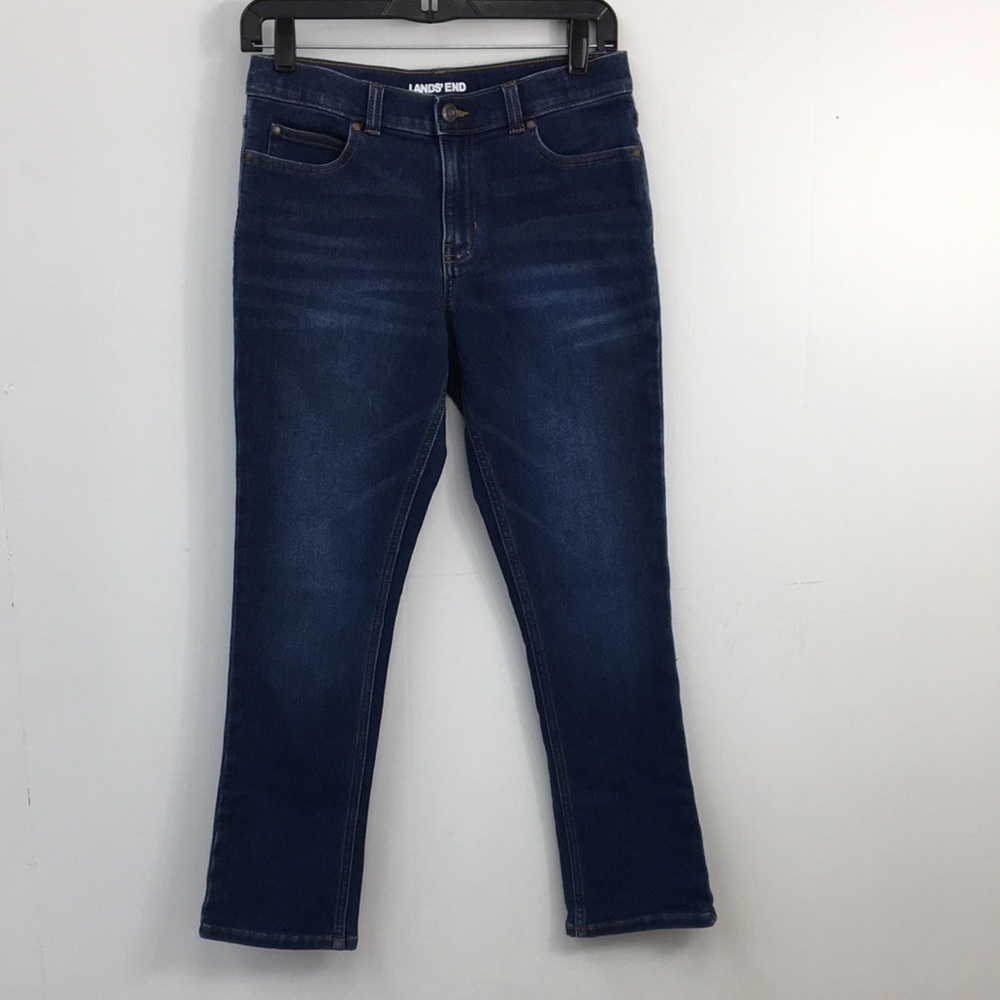 Lands End Boys Medium Wash Blue Denim Jeans Size 12 Husky EXCELLENT Condition